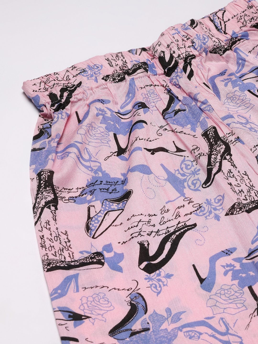 Cation Pink Printed Night Suit