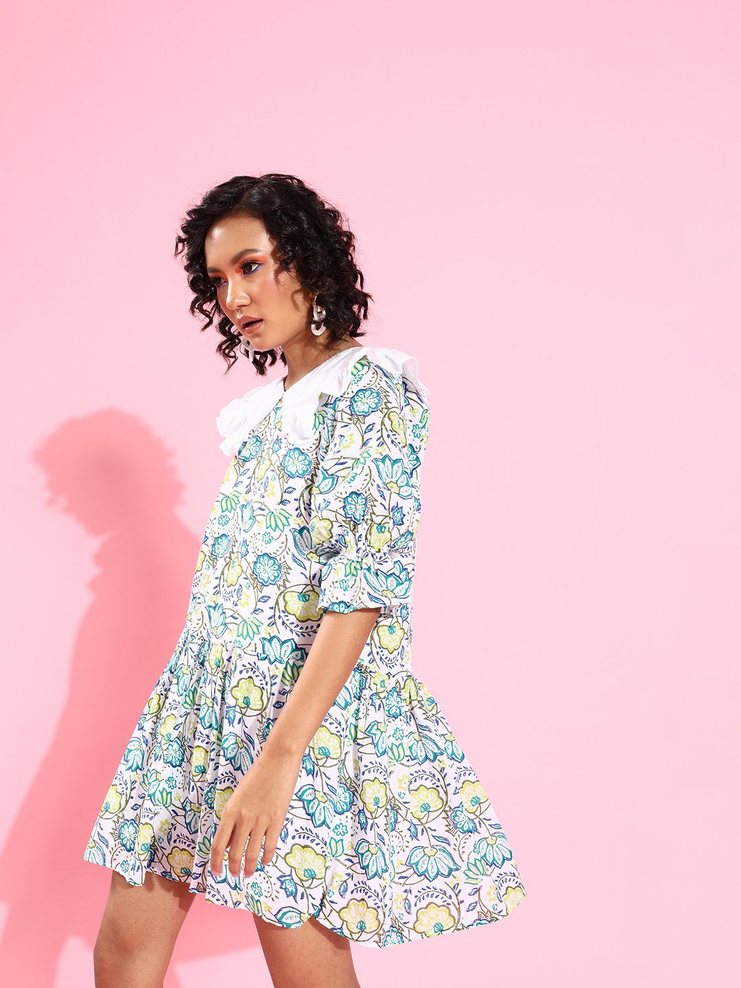 Blue White Printed Dress