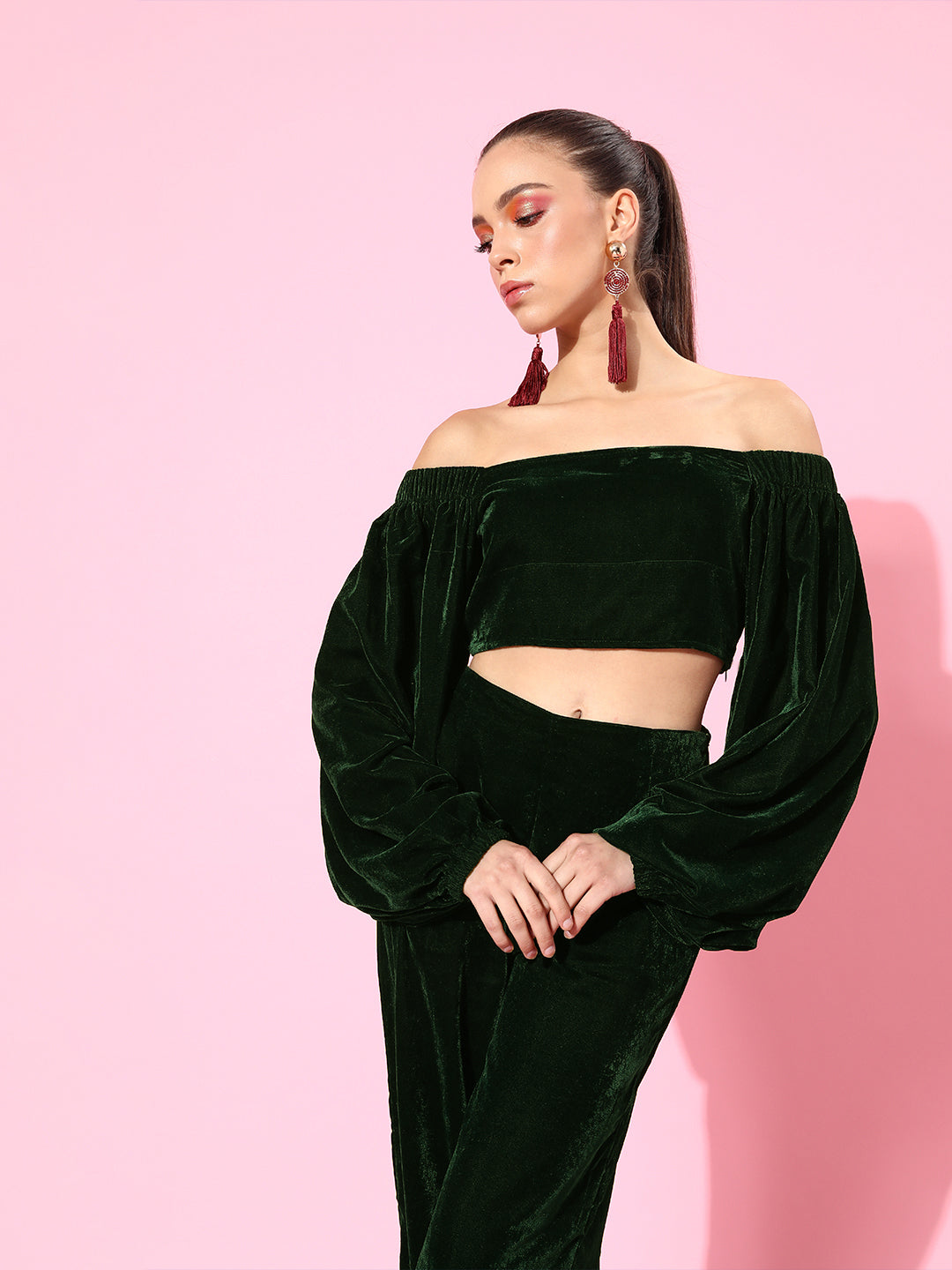 SCORPIUS Green Velvet Top