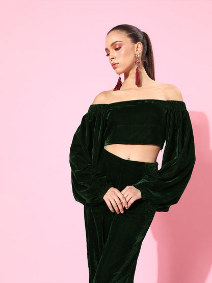SCORPIUS Green Velvet Top