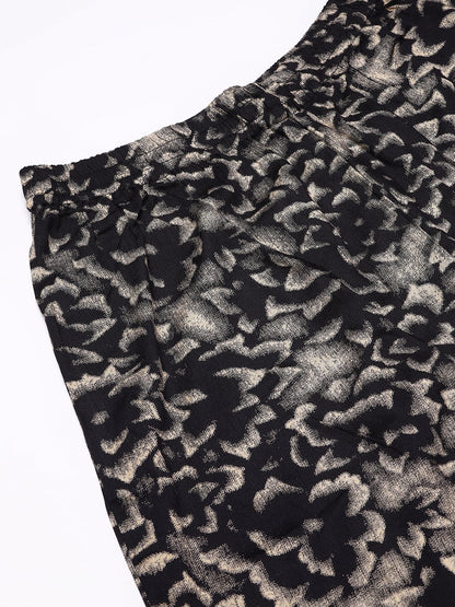 Cation Black Floral Strap Night Suit