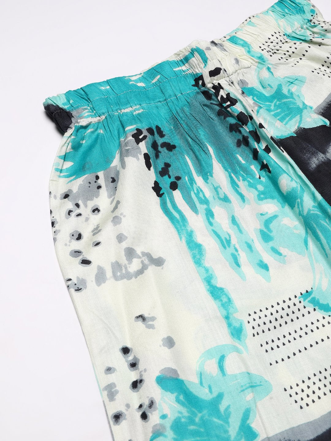 Cation White Blue Printed Night Suit