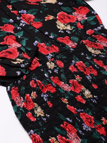 Floral Black Dress
