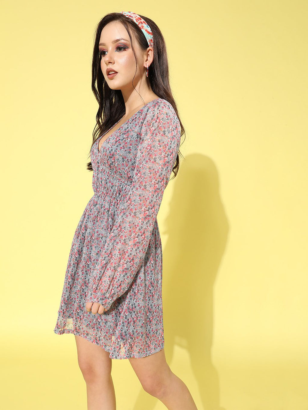 SCORPIUS Multi color Printed Waisted mini Dress