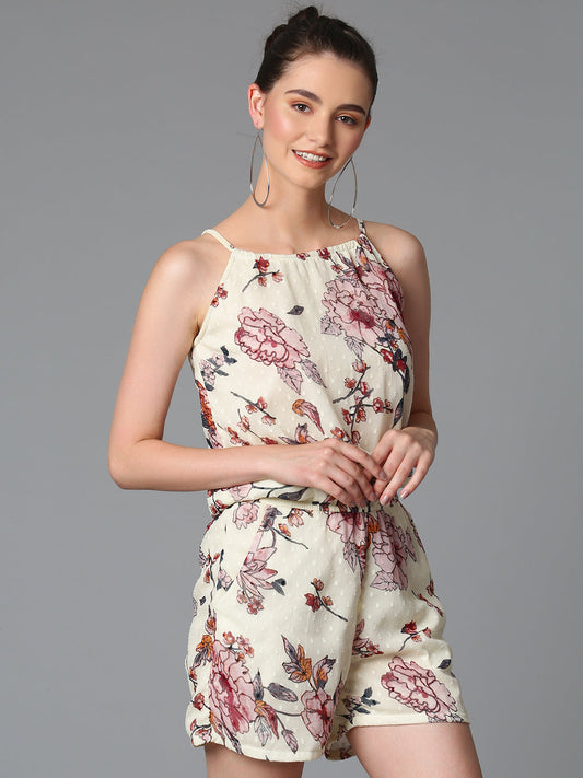 Cation Off-White Printed Jumpsuit