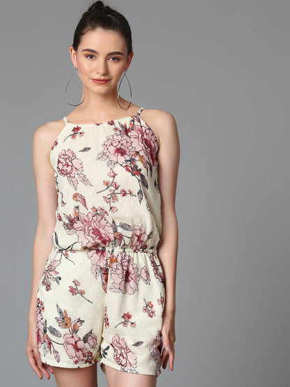 Cation Off-White Printed Jumpsuit