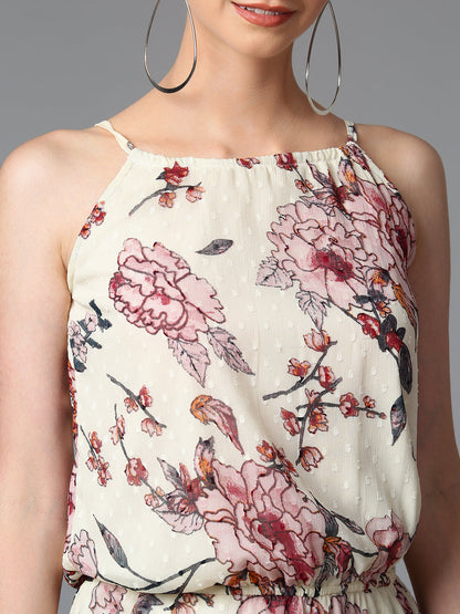 Cation Off-White Printed Jumpsuit