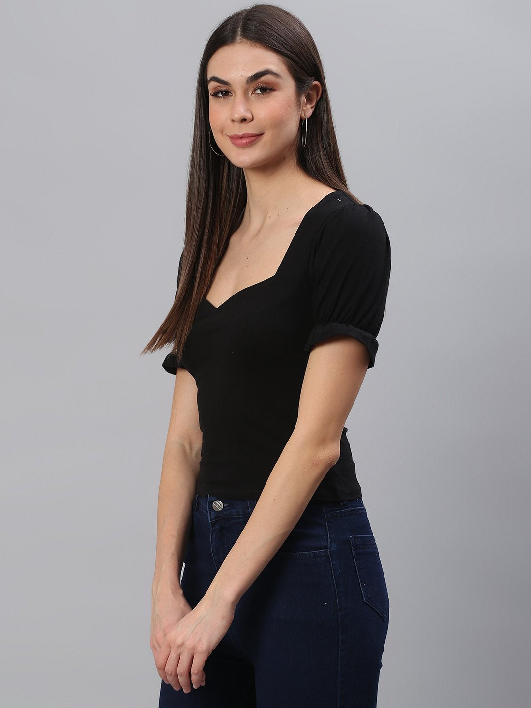 Designer Solid Black Top