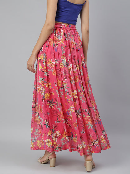 SCORPIUS Pink floral Long skirt