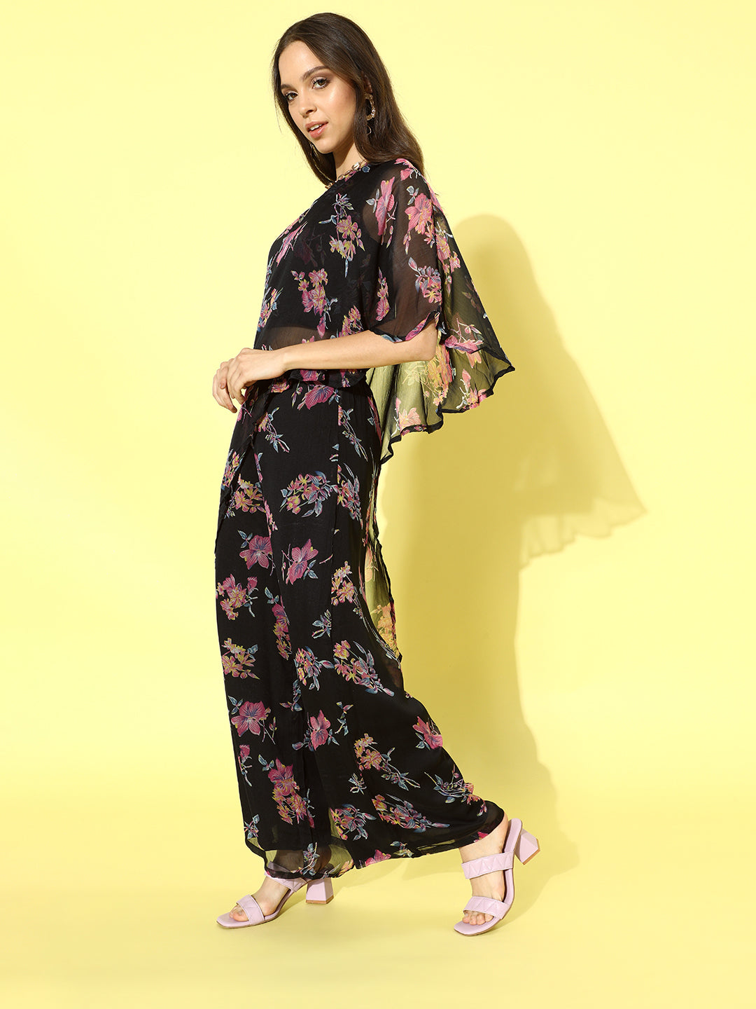 Cation Printed Black Clothing Set