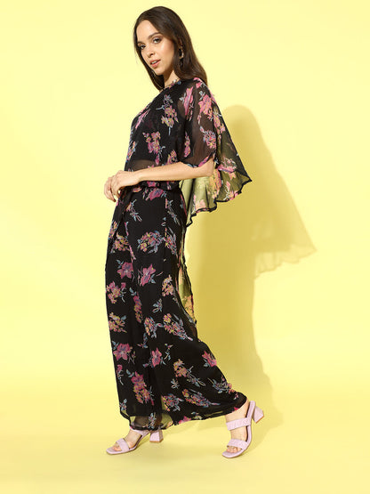 Cation Printed Black Clothing Set