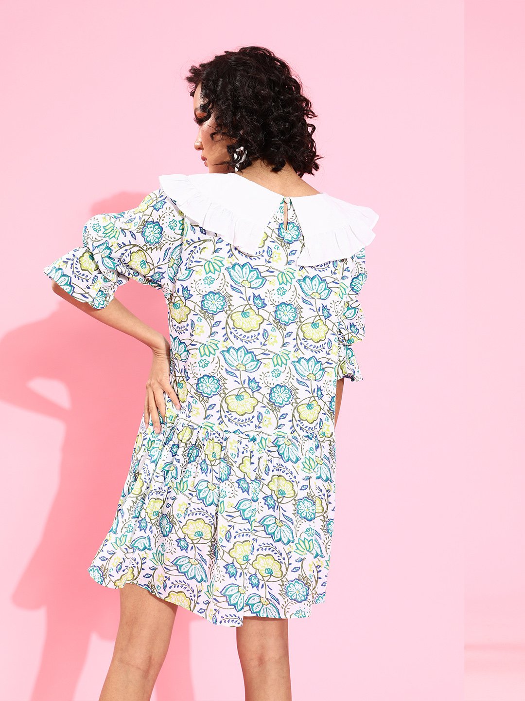 Blue White Printed Dress