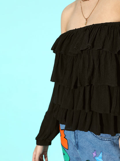 Solid Black Crepe Top