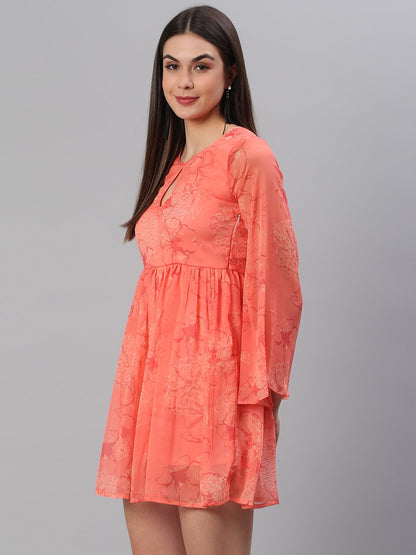 Printed Orange Dress