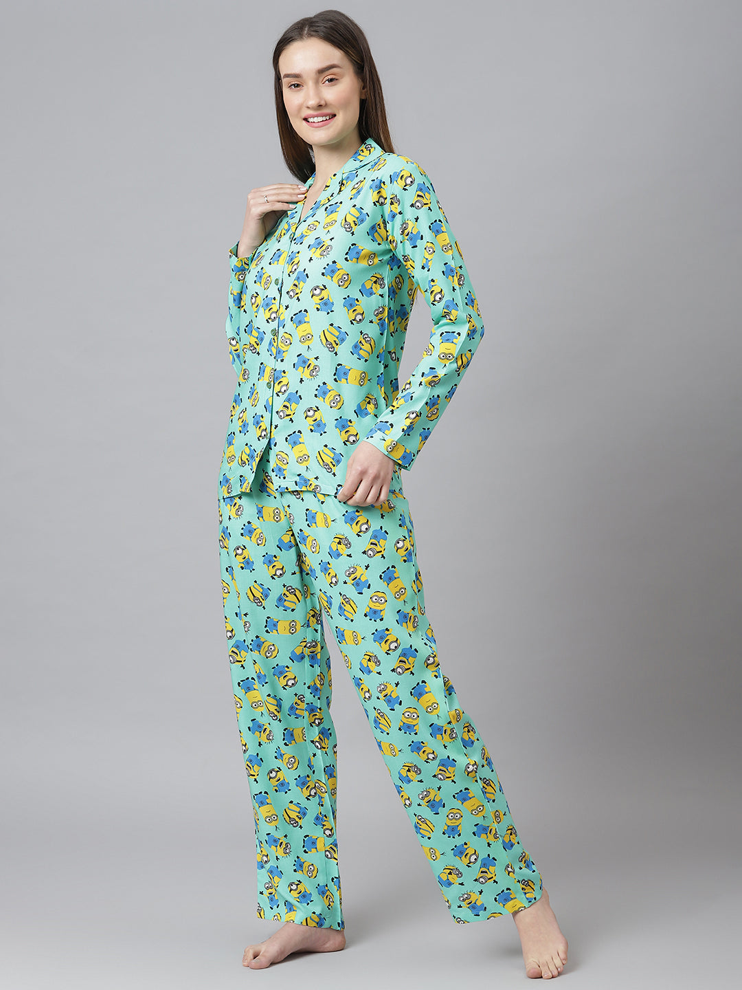 Cation Green Printed Night Suit