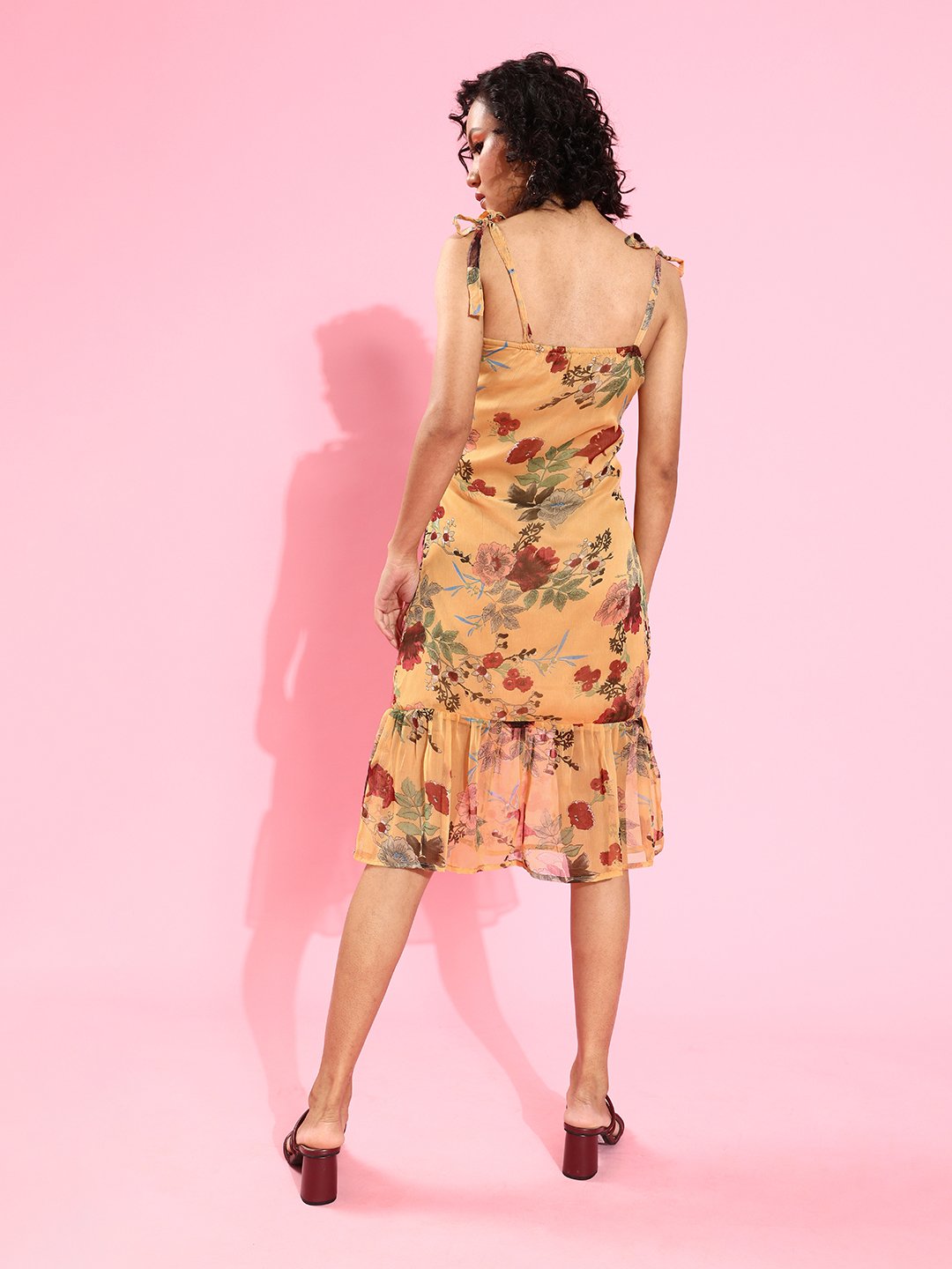 Beige Floral Dress