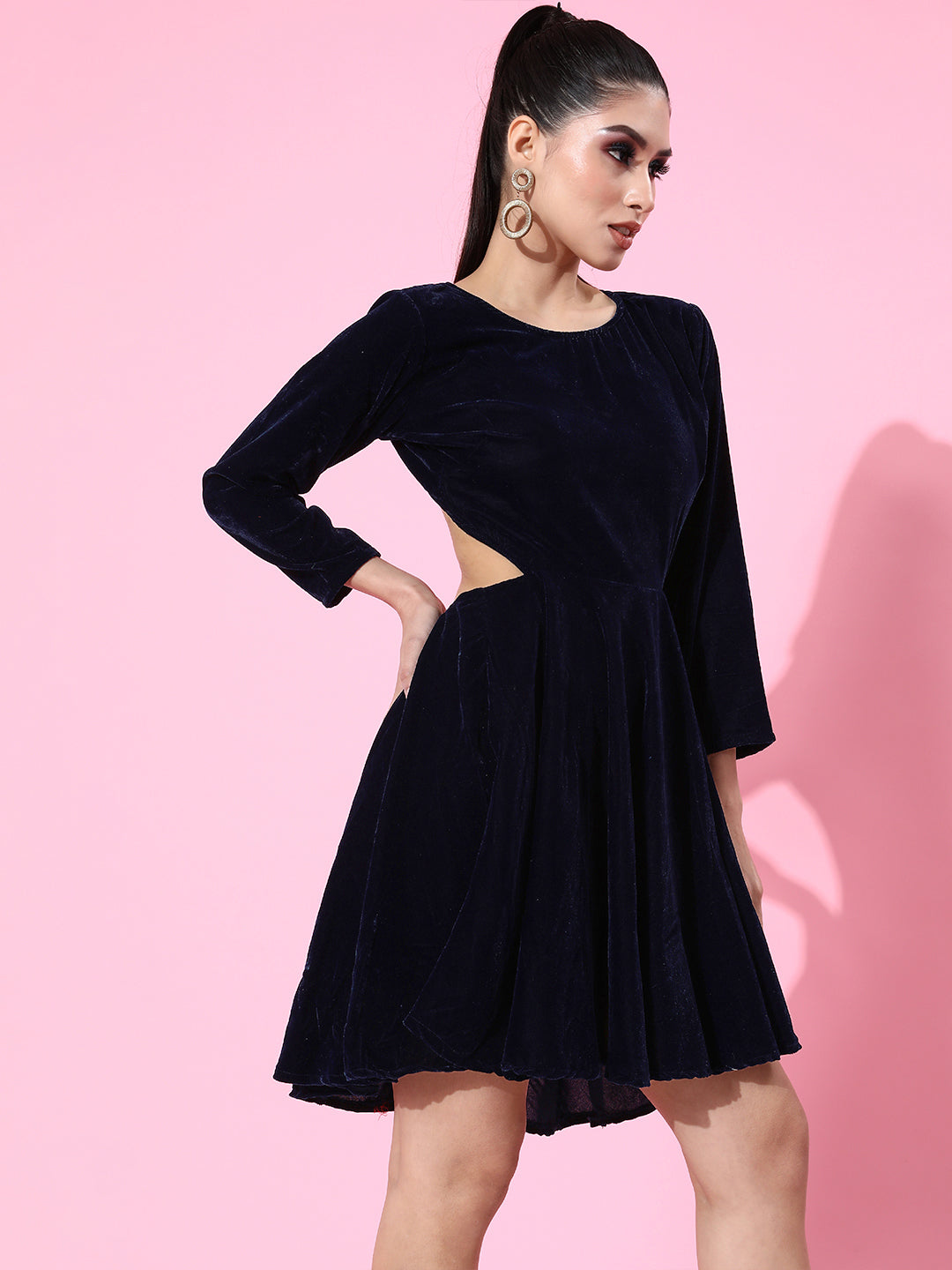 SCORPIUS Velvet Backless Navy Dress