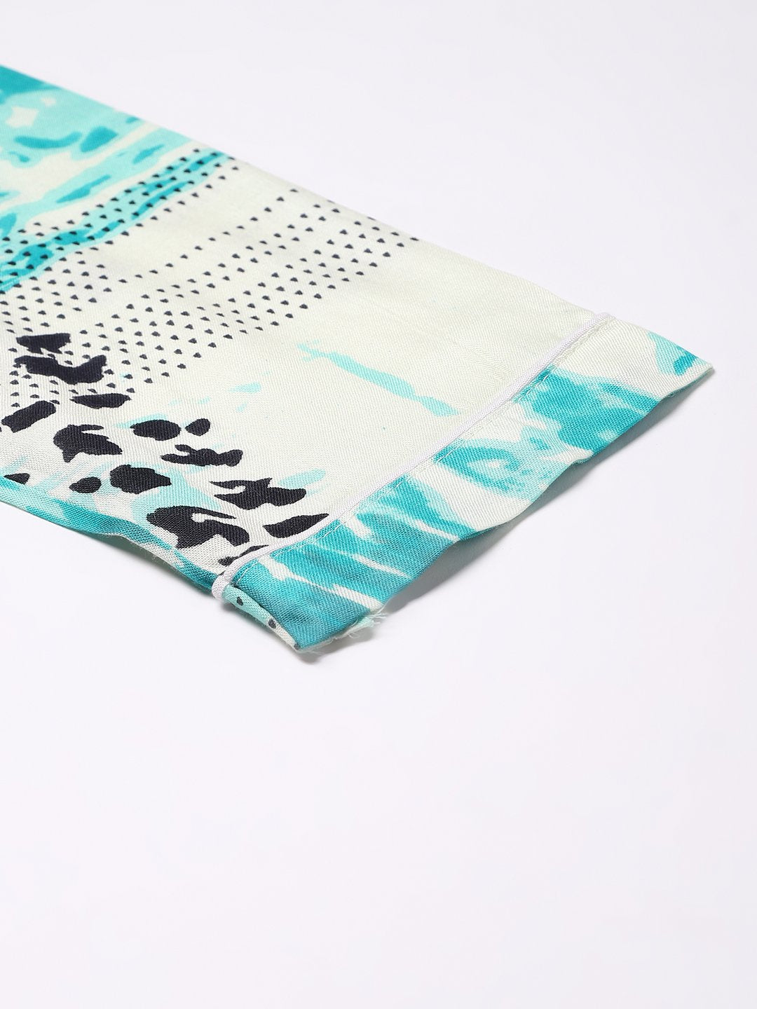 Cation White Blue Printed Night Suit