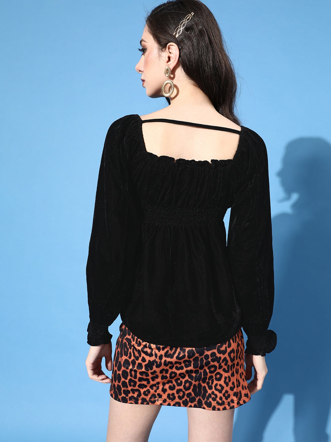 Designer Navy Velvet Top
