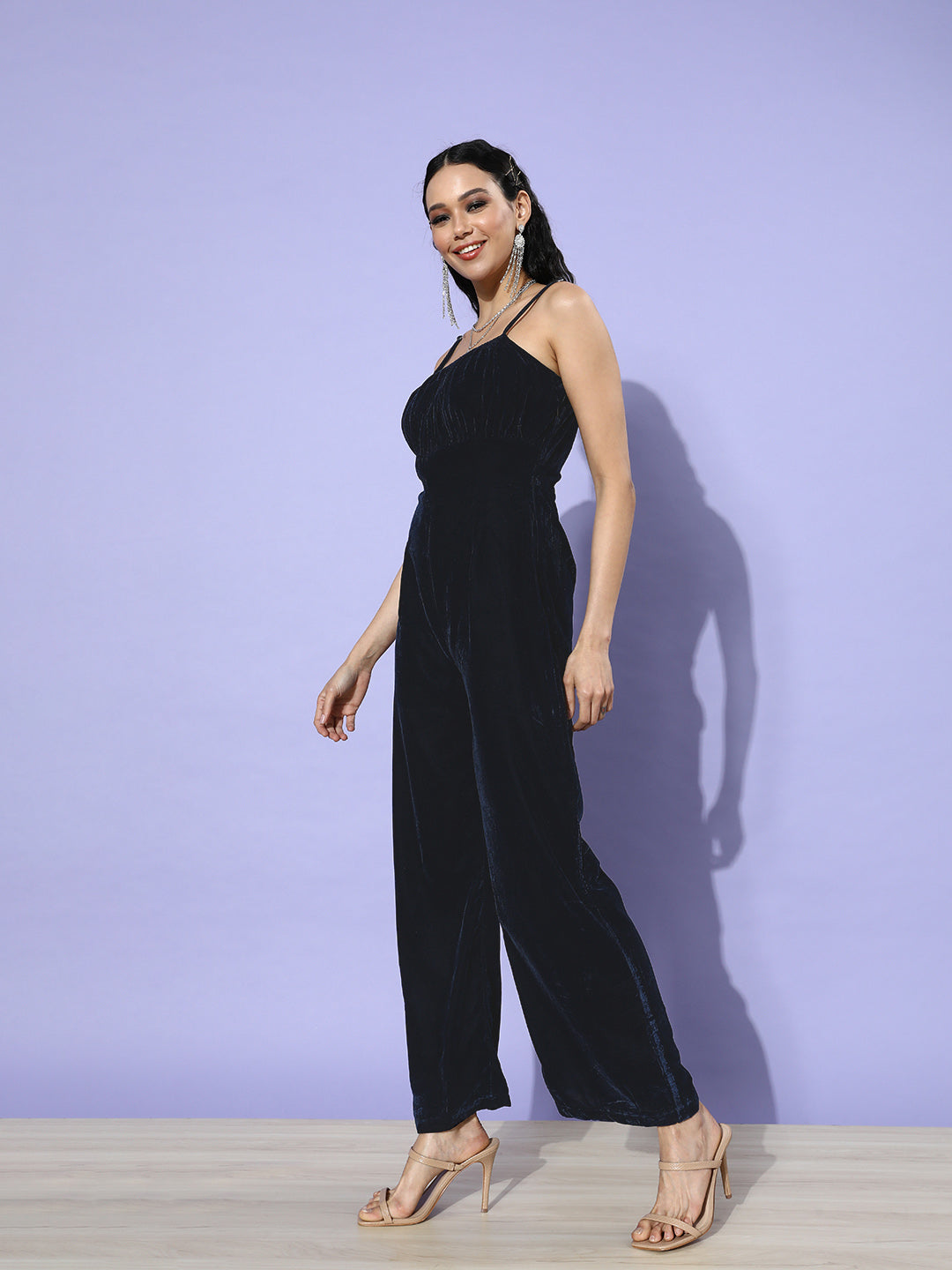 SCORPIUS Navy Velvet Jumpsuit