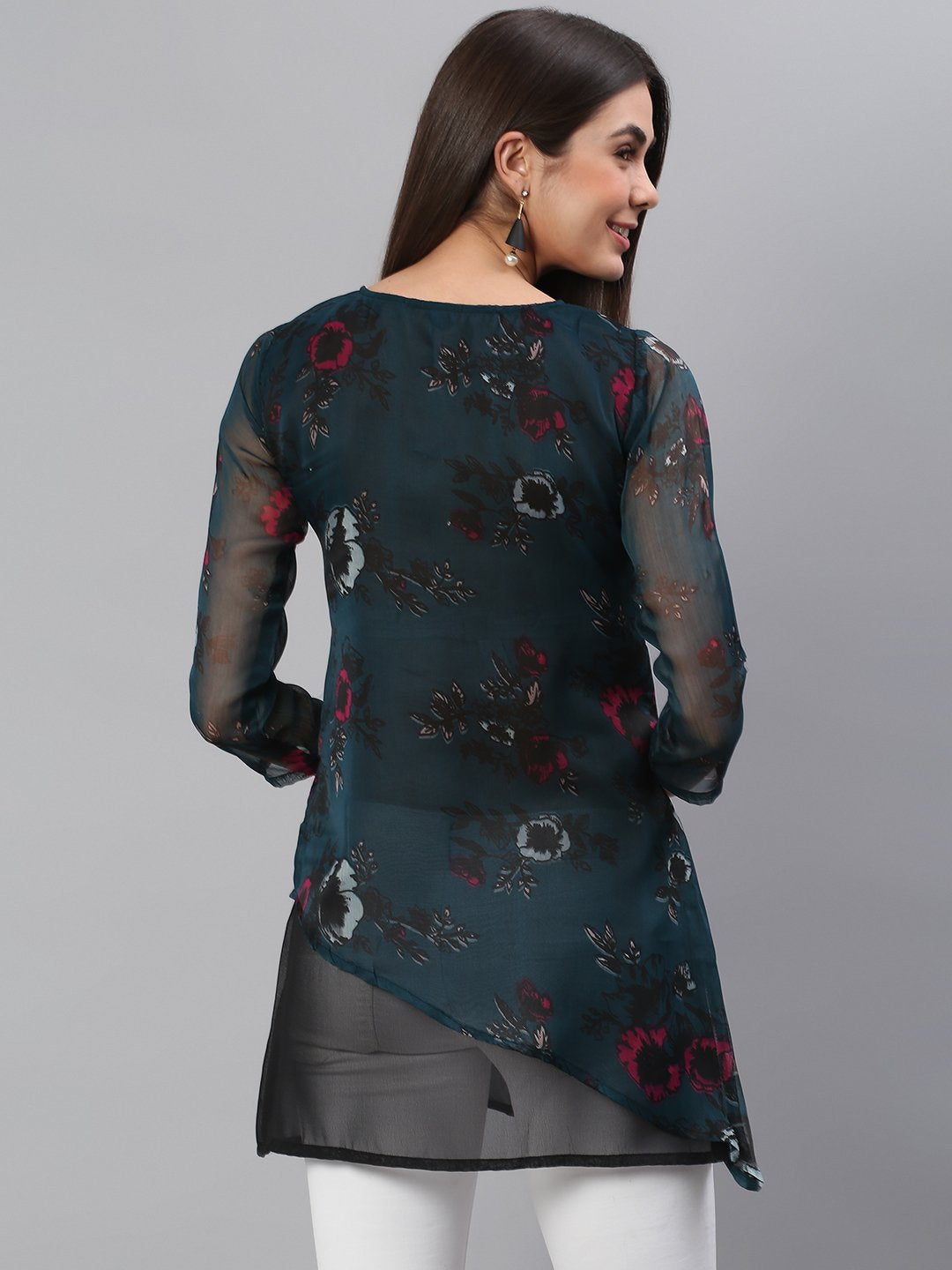 Designer Teal Printed Tunic