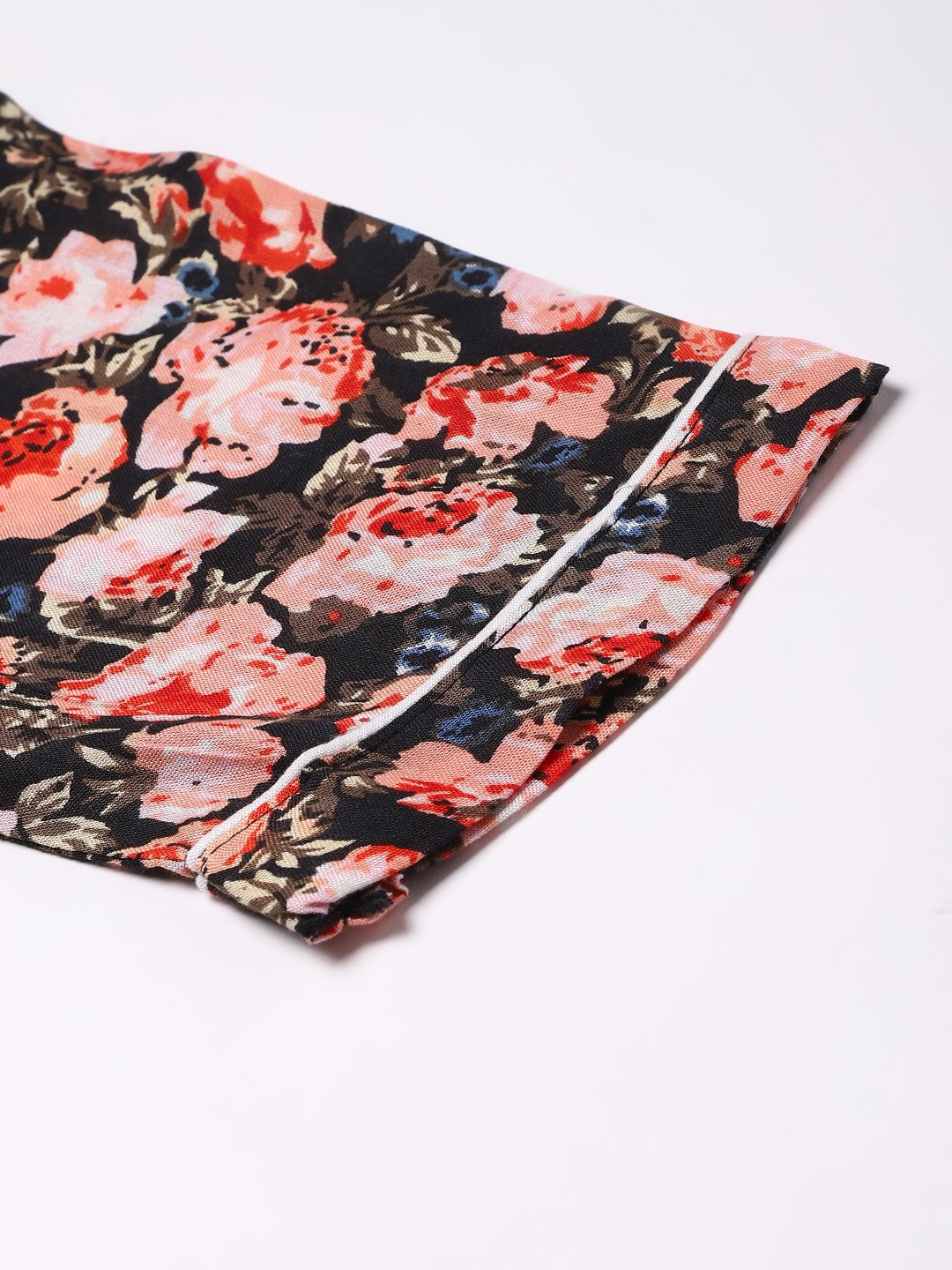 Cation Black Floral Night Suit