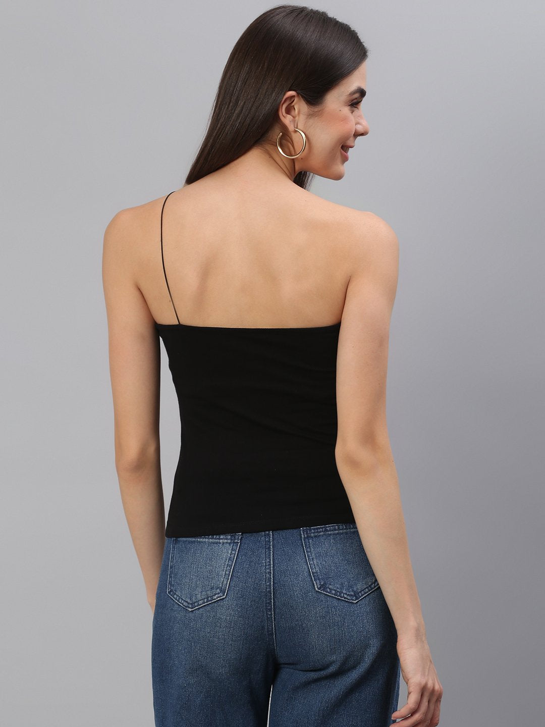 Black Solid String Top