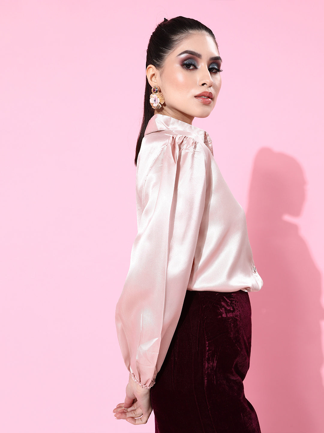 SCORPIUS Pink Satin shirt