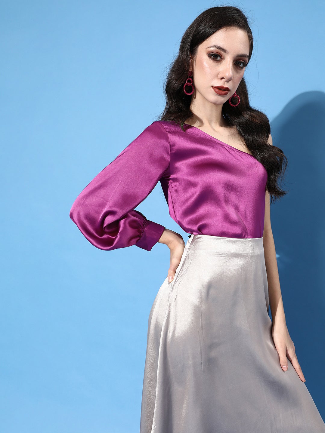 Designer Purple Satin Top