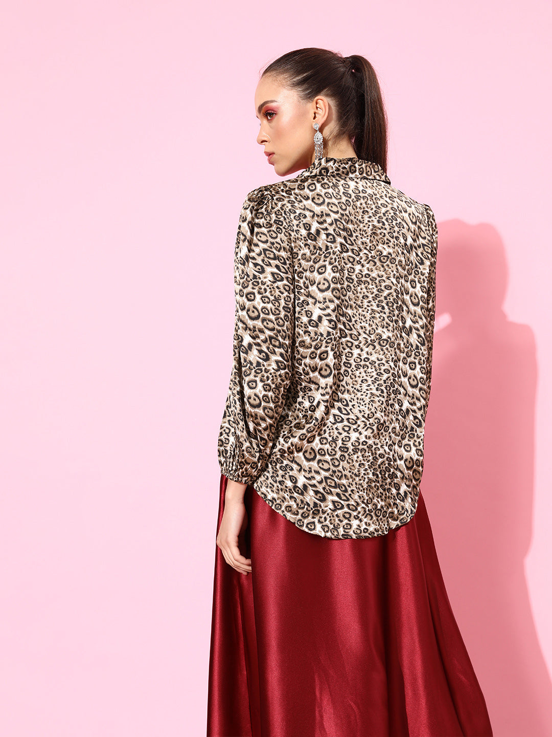 SCORPIUS Cheetah print Satin shirt