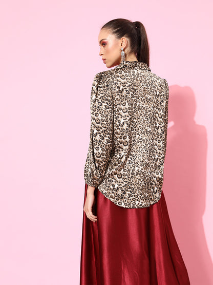 SCORPIUS Cheetah print Satin shirt