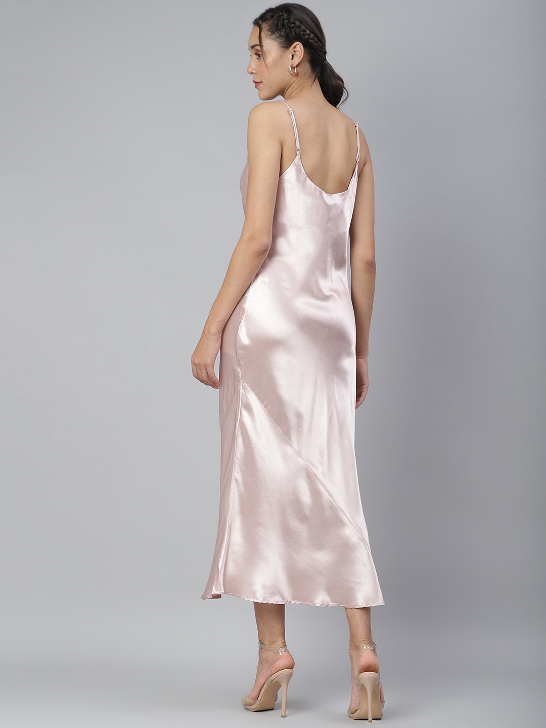 SCORPIUS Pink Satin Cocktail Dress