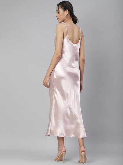 SCORPIUS Pink Satin Cocktail Dress