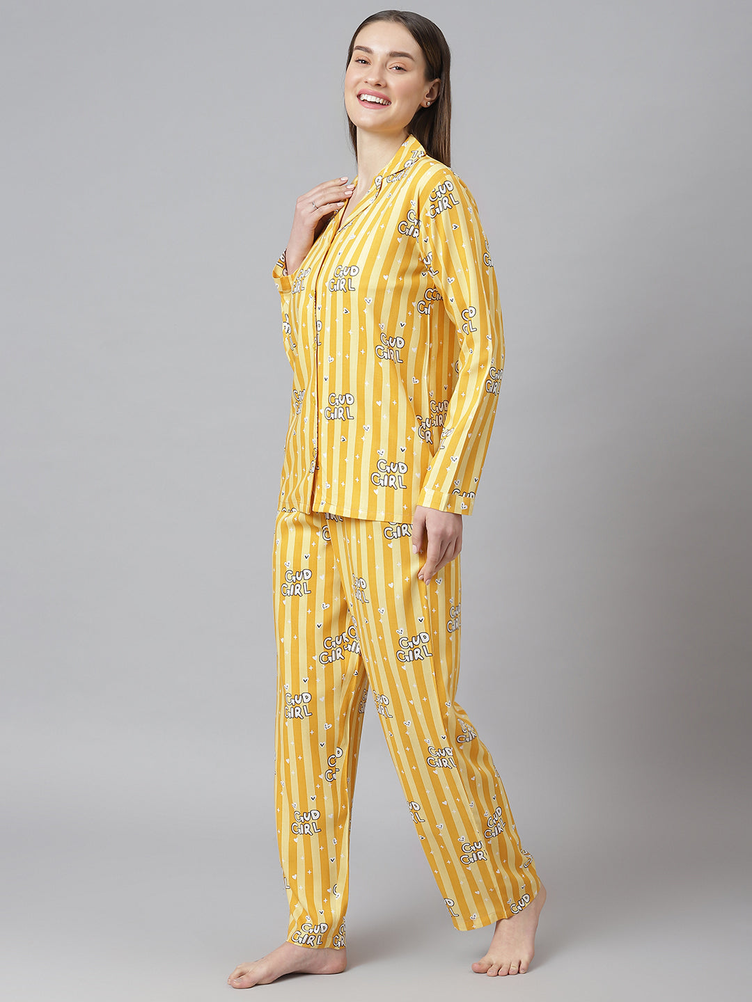 Cation Yellow Printed Night Suit