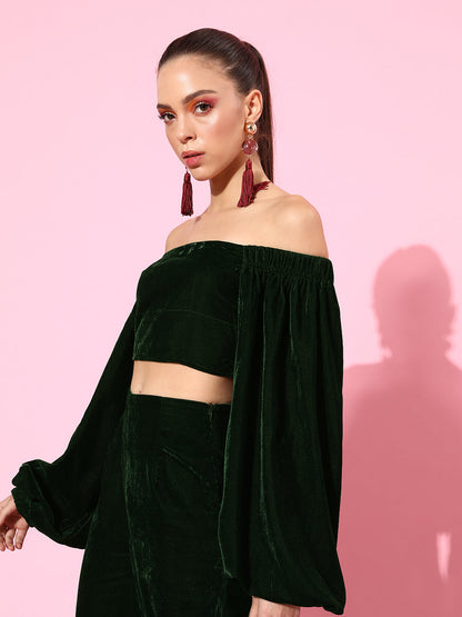 SCORPIUS Green Velvet Top