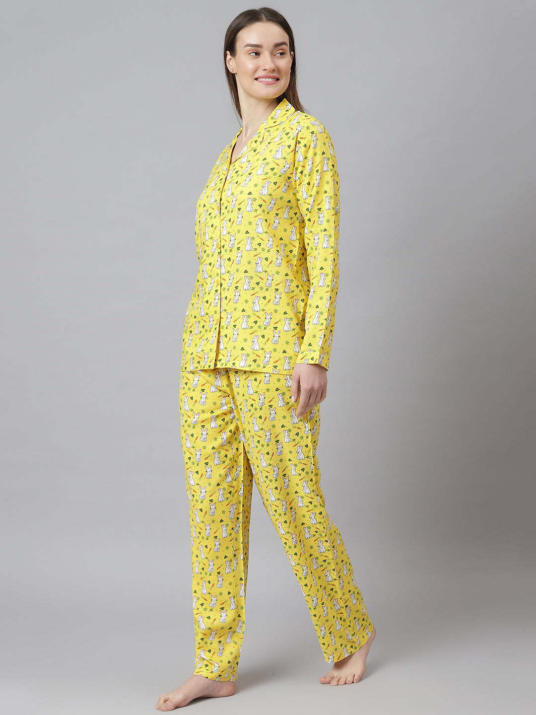 Cation Yellow Printed Night Suit