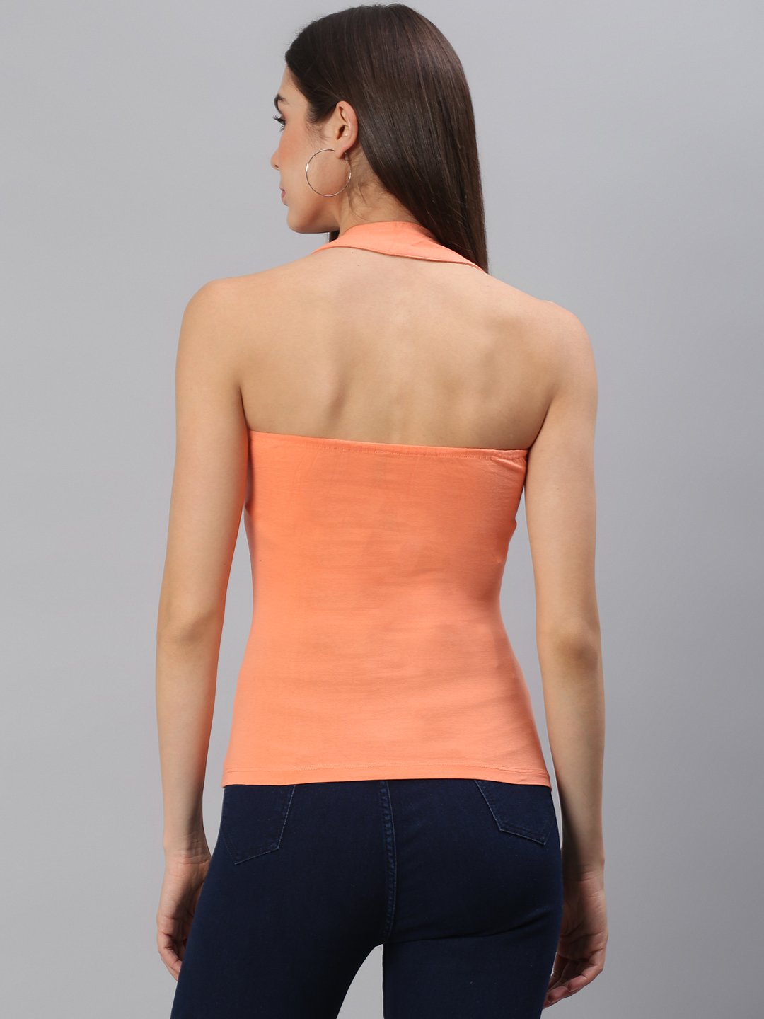 Halterneck Orange Solid Top