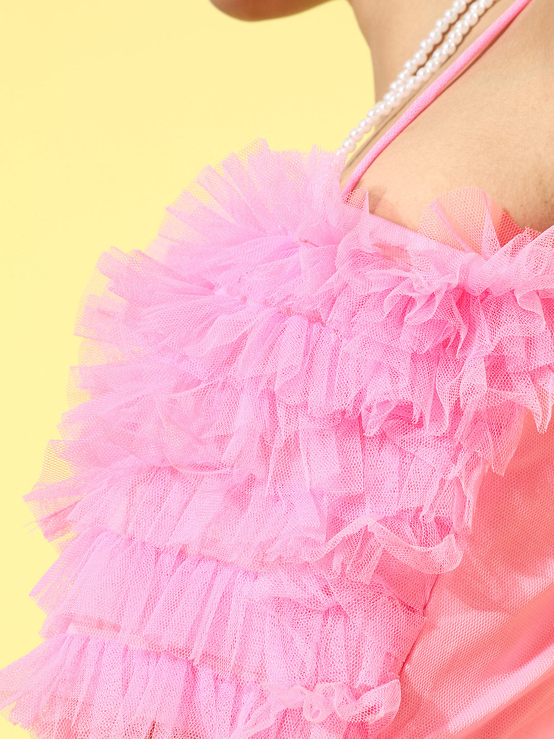 SCORPIUS Pink Ruffle Top