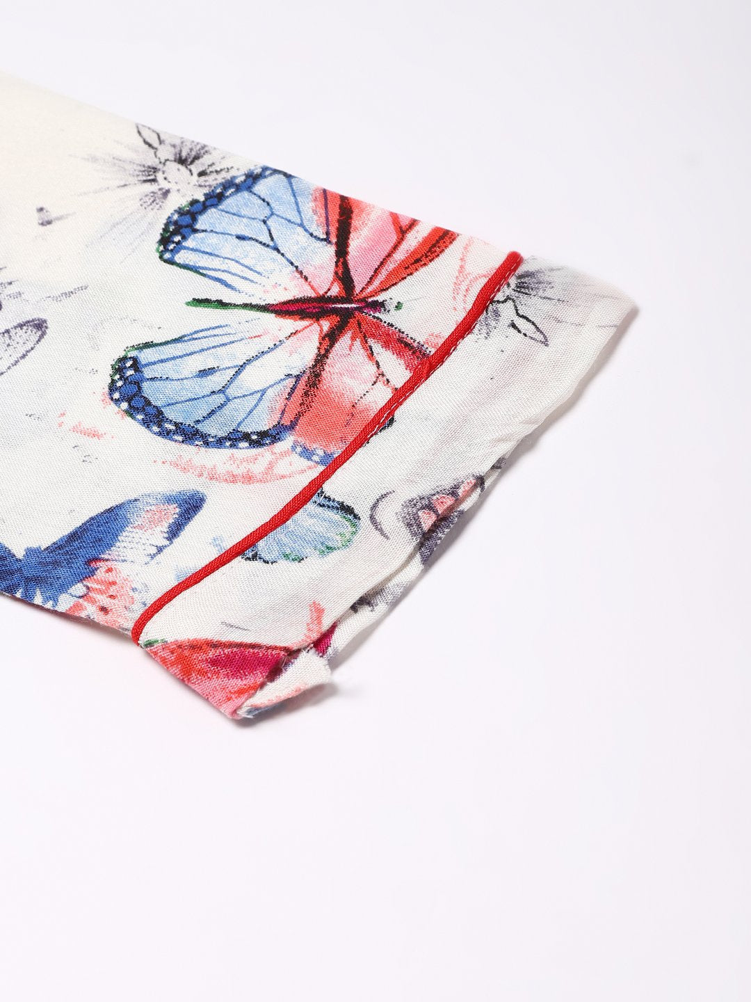 Cation White Butterfly Print Night Suit