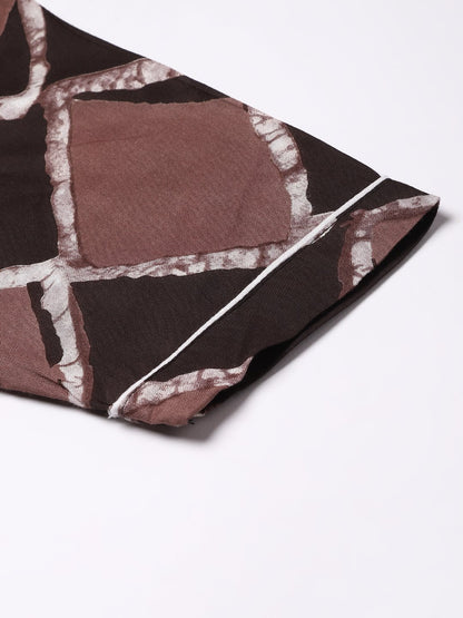 Cation Brown Printed Night Suit