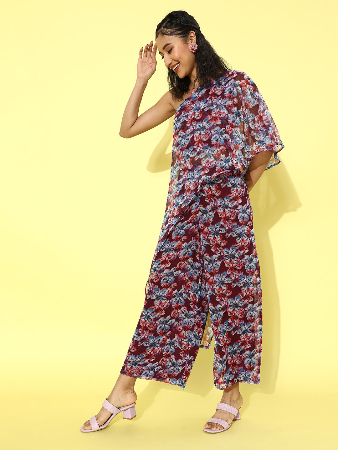 Cation Printed Maroon Clothing Set