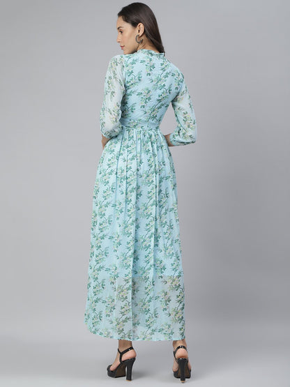 SCORPIUS Blue Printed Maxi dress