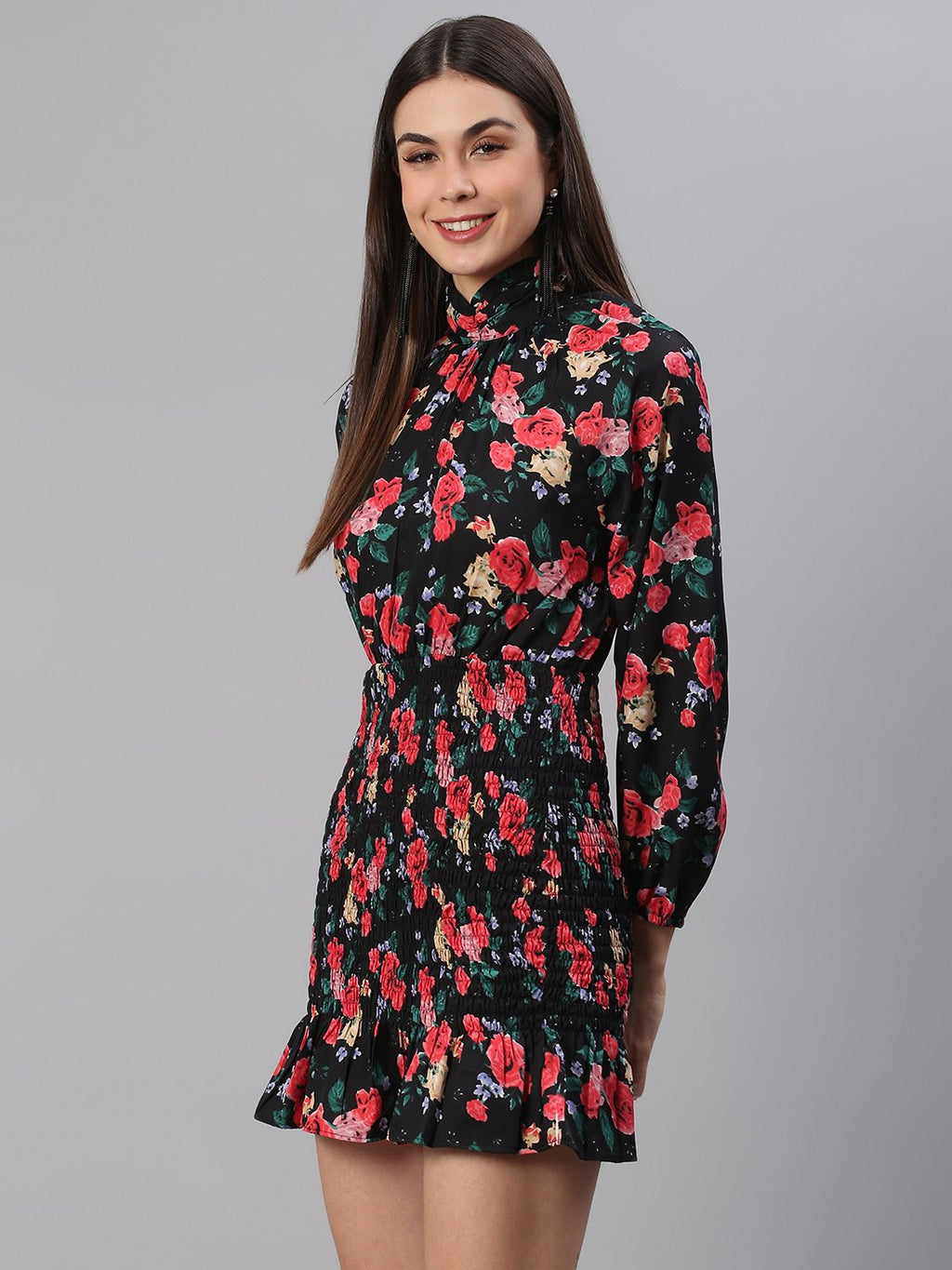 Floral Black Dress