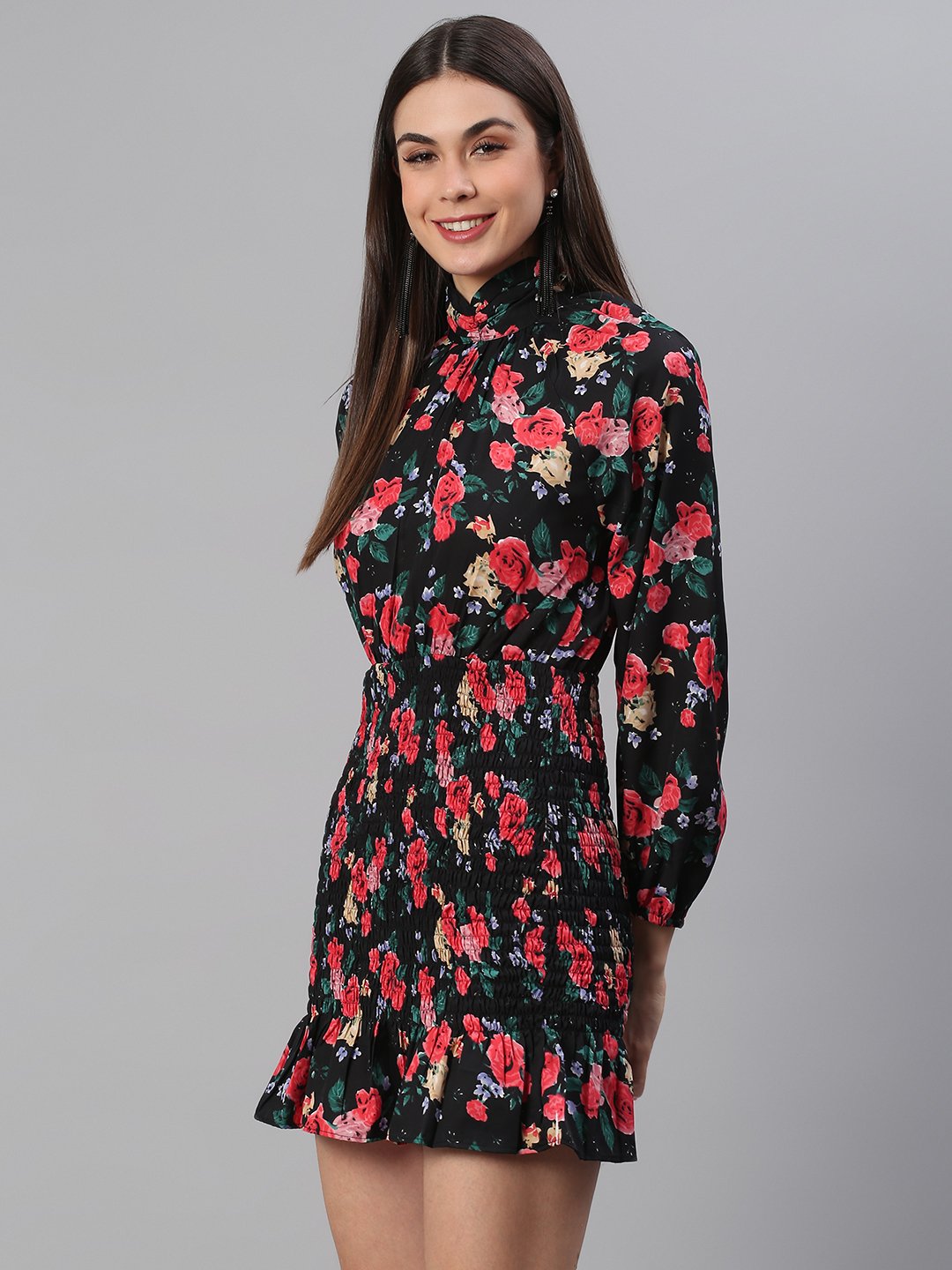 Floral Black Dress
