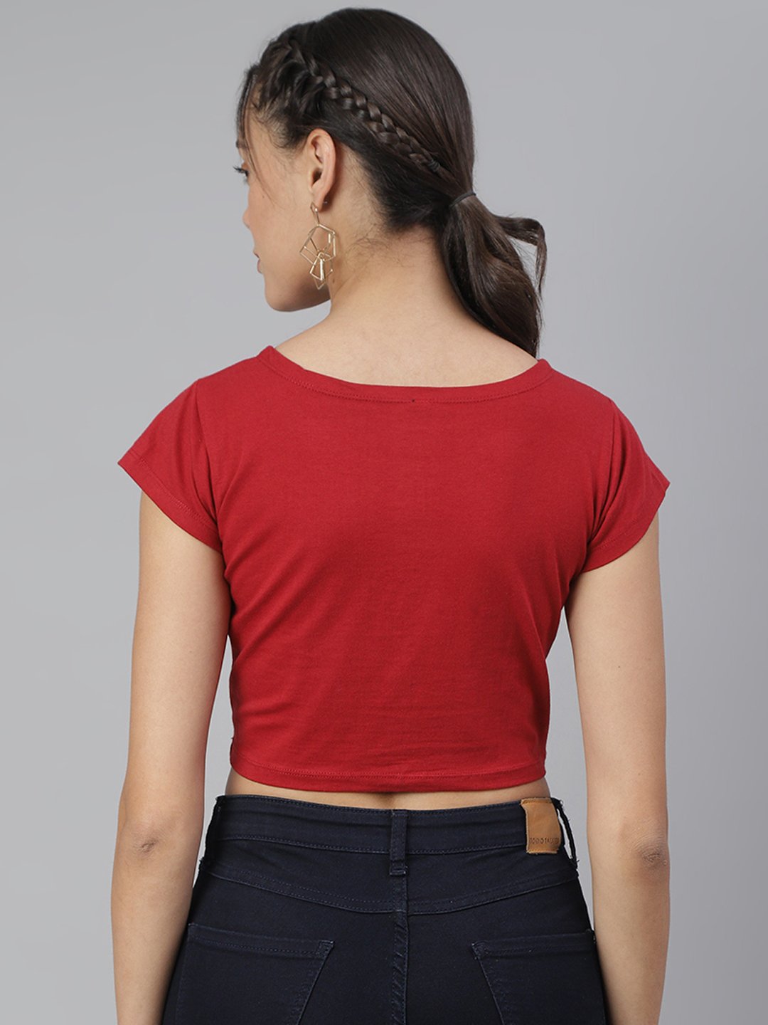 SCORPIUS Maroon Front button croptop