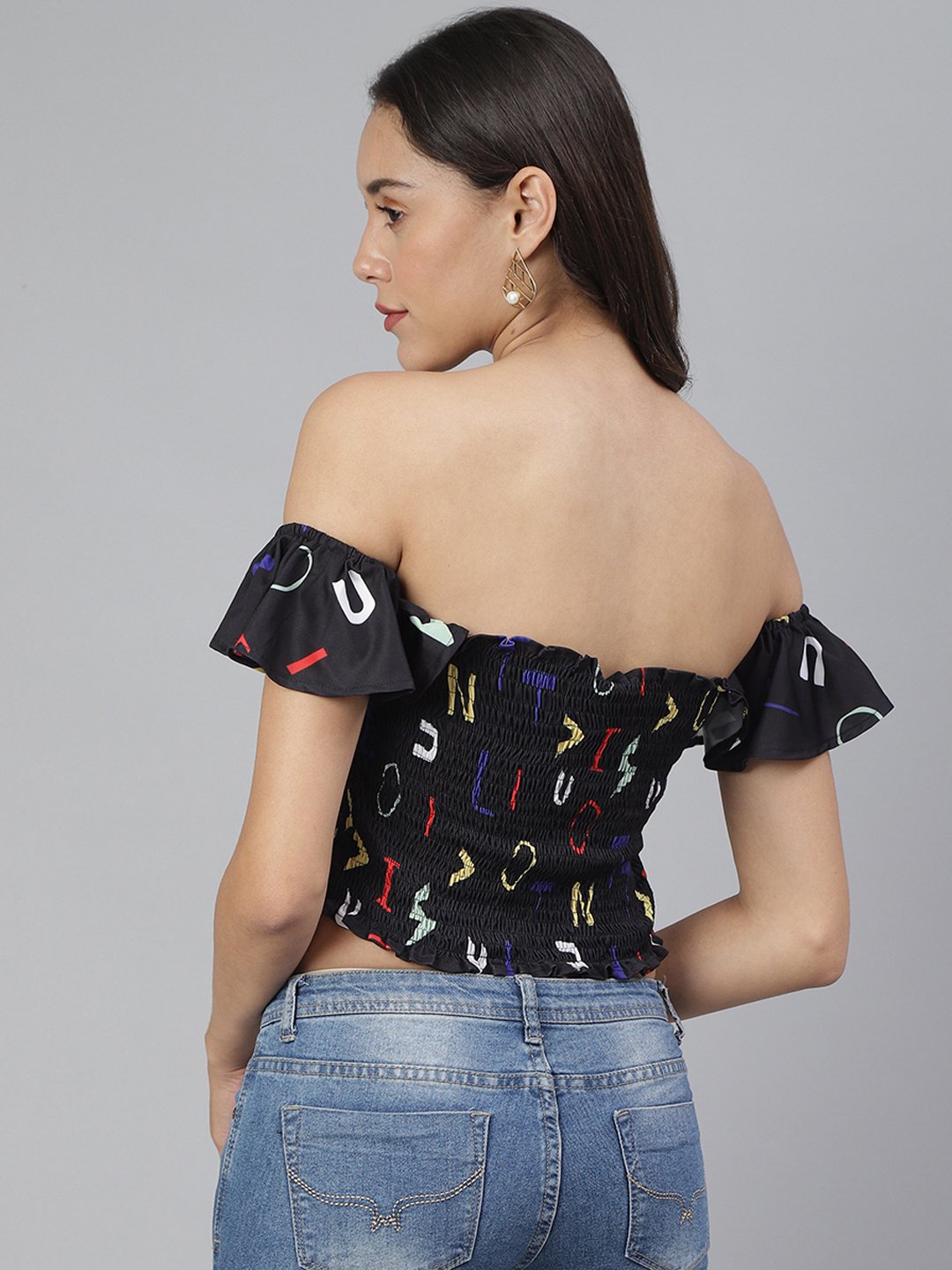 SCORPIUS Black Smocked Croptop