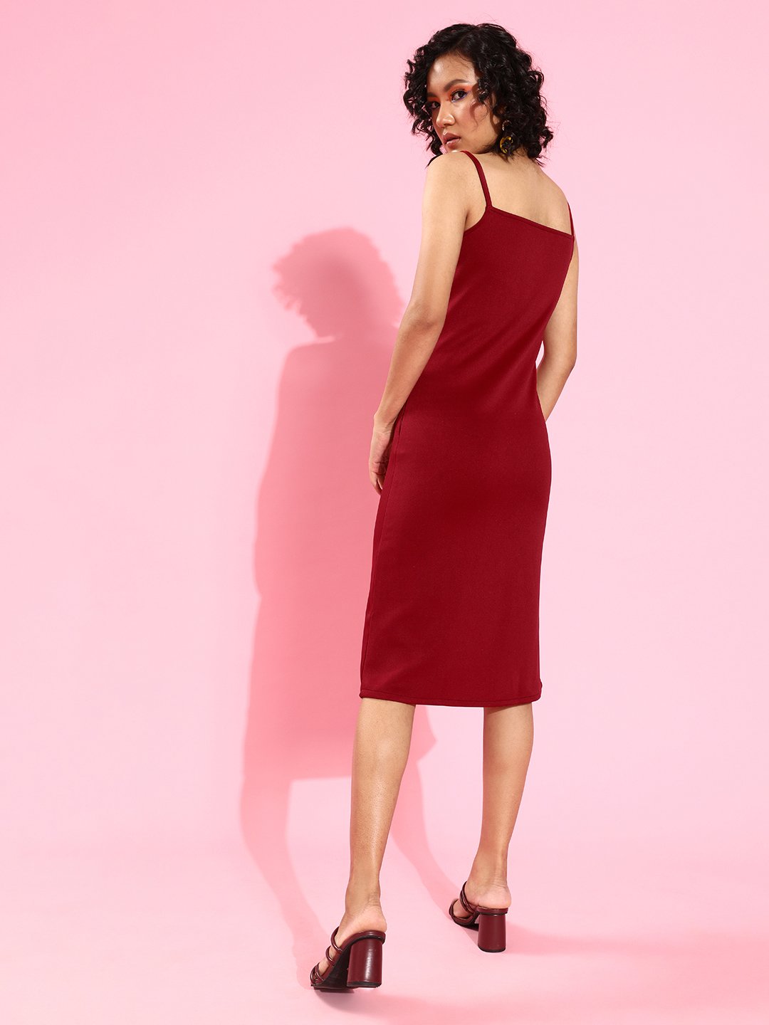 Maroon Solid Dress