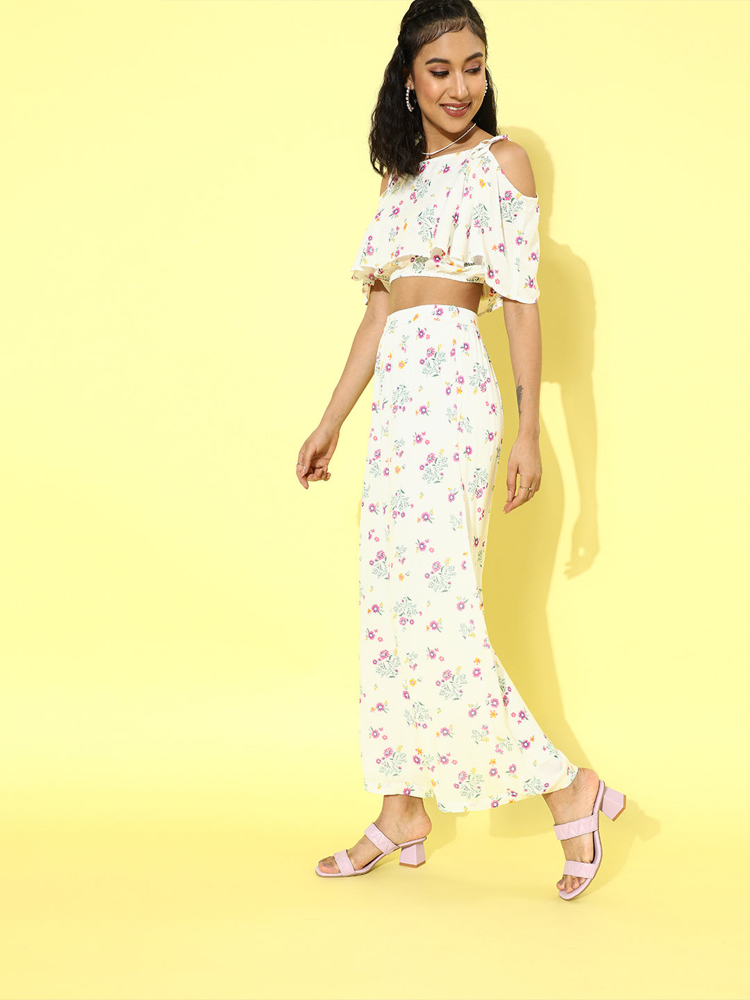 Cation Printed White Clothing Set