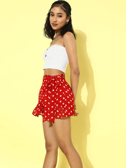 Cation Solid White And Red Polka Clothing Set