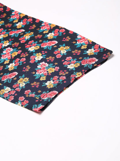 Cation Navy Floral Print Night Suit